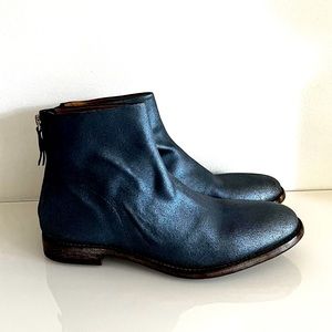 MOMA Anna Boots in Metallic Blue Genuine Leather, 40EU, NWOT